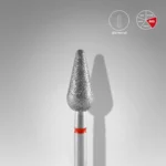 Diamond nail drill bit rounded pear red EXPERT head diameter 5 mm / working part 12 mm