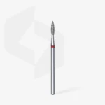 ⁦Diamond nail drill bit pointed flame red EXPERT head diameter 2,1 mm / working part 8 mm⁩ – תמונה ⁦2⁩