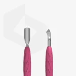 ⁦Manicure pusher Gummy with silicone handle UNIQ 10 TYPE 4.2 (rounded narrow pusher and bent blade)⁩ – תמונה ⁦2⁩