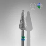 Diamond nail drill bit DUO pointed pear blue-green EXPERT head diameter 5 mm / working part 12 mm