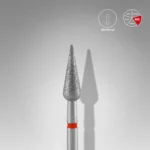 Diamond nail drill bit pointed pear red EXPERT head diameter 4 mm / working part 12 mm